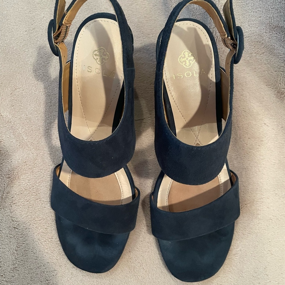 Isola Navy Heeled Sandals - Picture 3 of 10